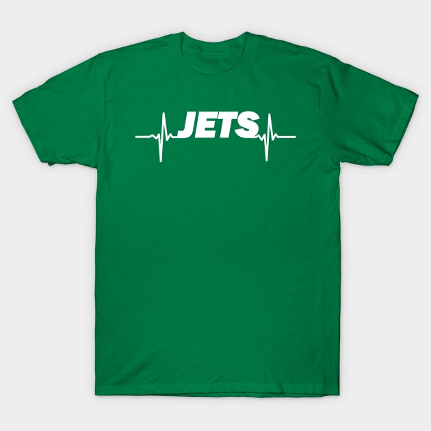 Jets heartbeat white T-Shirt by Flyingpanda